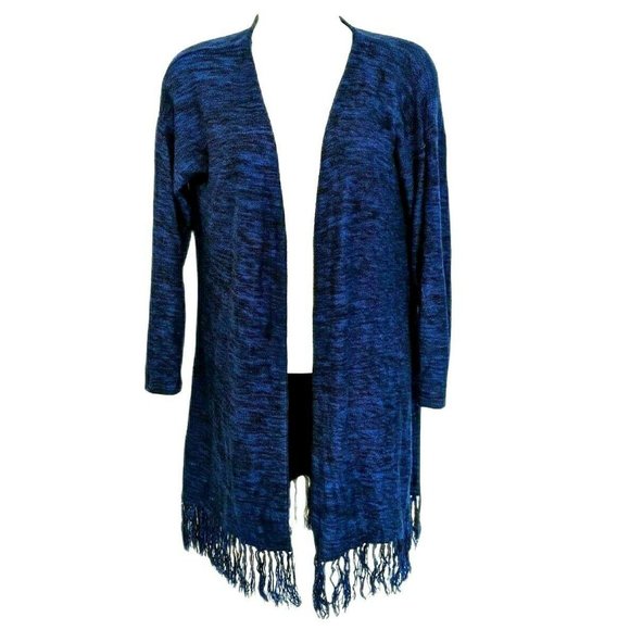 Cable & Gauge Sweaters - Cable & Gauge Fringed Open Front Cardigan Sweater